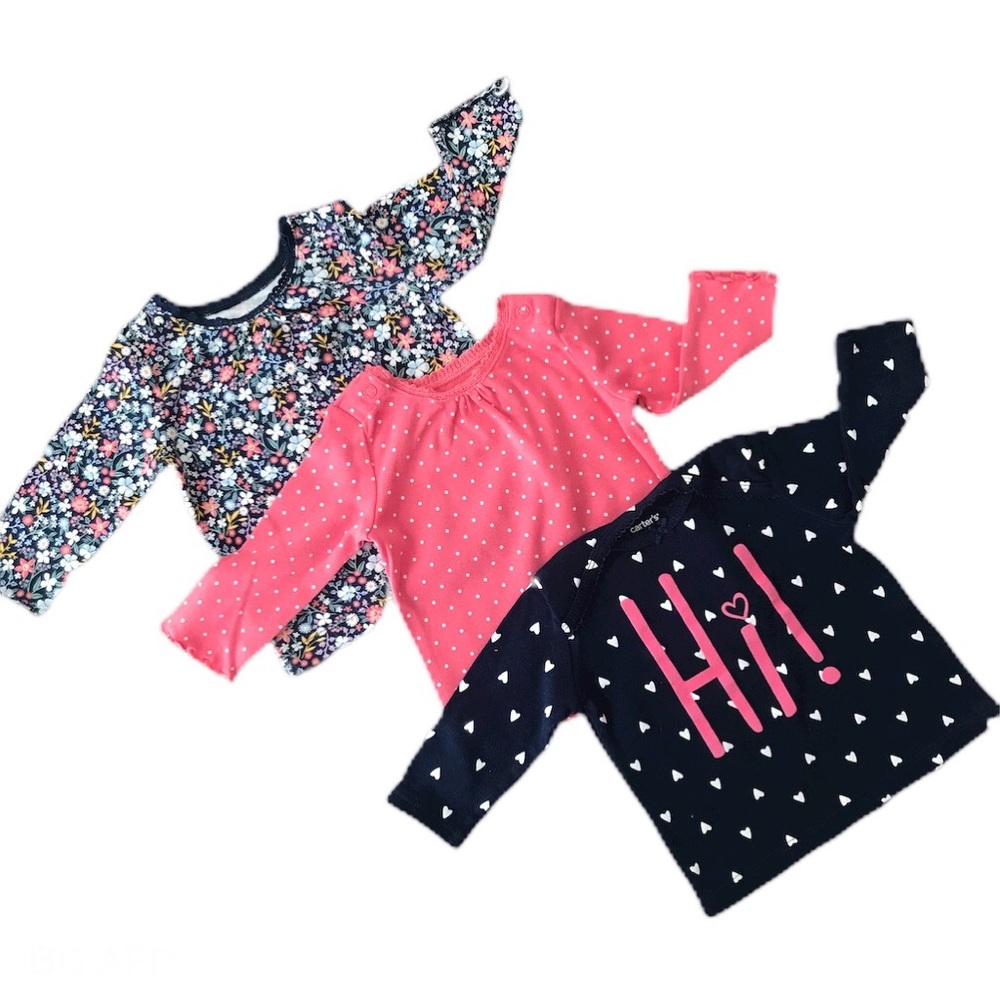 Set of Three Printed Long-sleeved Onesies.